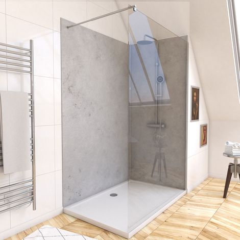 Pack 2 Paneles Murales Piedra Light Grey 90+120x210cm con Perfiles Cromados (1/4)