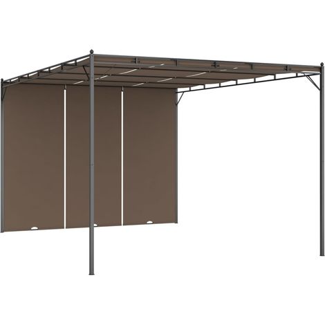 Tonnelle Barnum de Jardin, Pavillon, Pergola, Tente de jardin, avec rideau latéral 4x3x2,25 m Taupe OIB2393E (1/5)