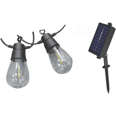 Guirnalda Solar Exterior LED - 5m de cable con 10 Luces Blancas 6500K Efecto lluvia