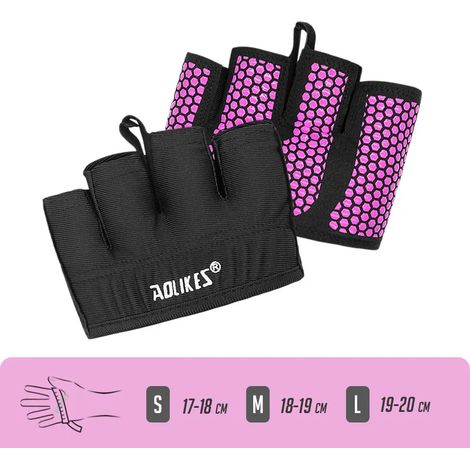 (Violet, Taille S) Gants de fitness demi-doigts, unisexes, adaptés à l'haltérophilie et au bodybuilding. (1/2)