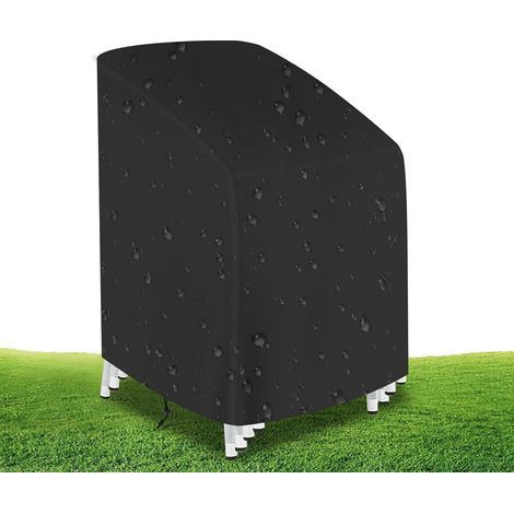 Housses de chaises de jardin empilables, 210D, imperméables, résistantes aux UV et au froid, noires (1/4)