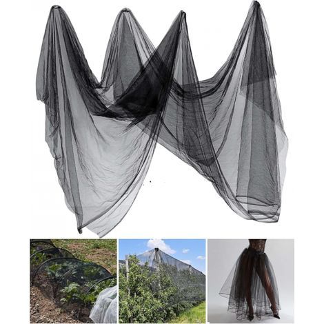 (2,4 m x 10 m, noir) Filet anti-insectes Insectes Moustiques Mouches Oiseaux Chasse Barrière Protection des plantes Filet de jardin