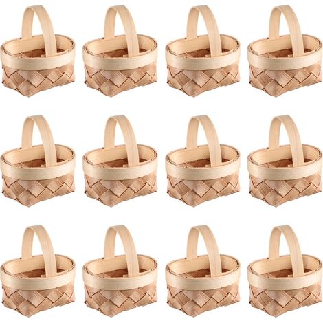12petits paniers tressés individuels-boîtes à bonbons en bois-Petit panier cadeau en bois-panier de rangement pour cadeaux de fête