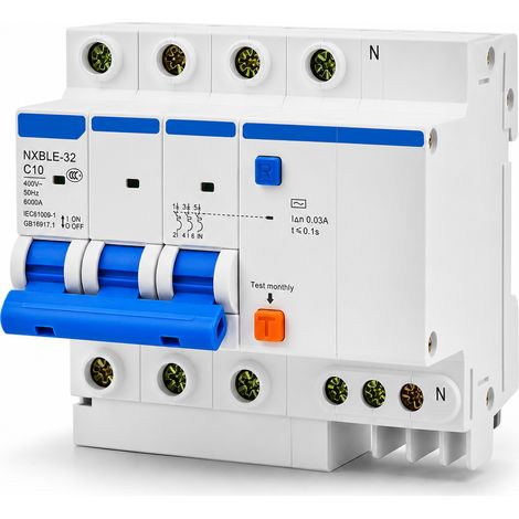 Disjoncteur différentiel 3P+N 10A courbe C 6kA EN61009 (1/5)
