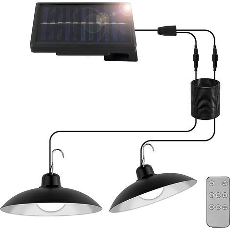 Hängende Solarlampe, Doppelkopf mit Fernbedienung, 3 Modi, IP44, mit 3 m Kabel (1/5)