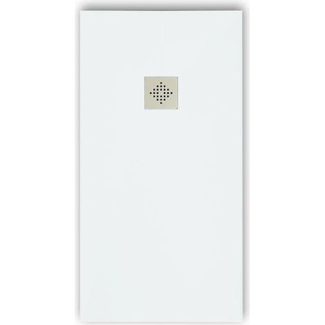 Plato de ducha pizarra PURE blanco 70x120 cm rejilla acero inox.