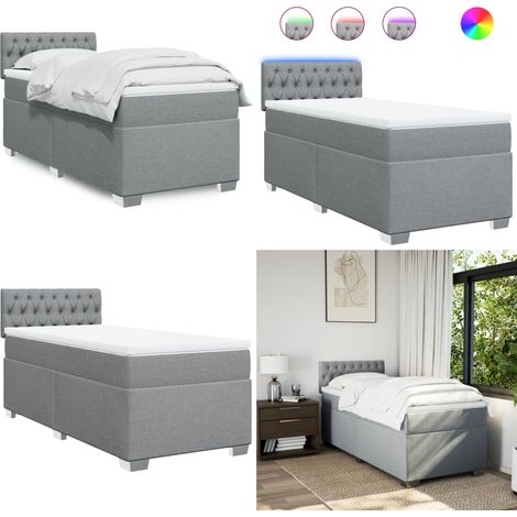 Boxspringbett mit Matratze Hellgrau 100x200 cm Stoff - Boxspringbett - Doppelbett - Bettenrahmen - Schlafsystem - Liegekomfort - Home & Living (1/5)