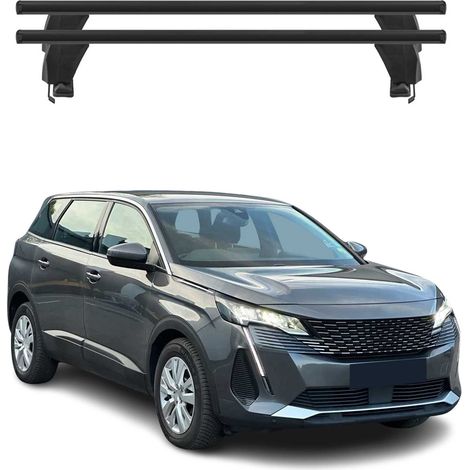 OMAC Dachträger Querträger Alu für Peugeot 5008 II 2020-2024 FL – Abschließbar – T-Nut – City-Crash-getestet – Max. 50 kg Schwarz (1/5)
