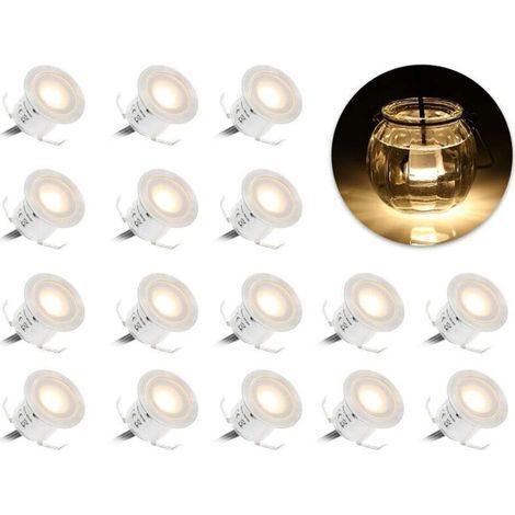 16er-Pack wasserdichte LED-Einbaustrahler (IP67) – 0,6 W, warmweiß (3000 K) – für Terrasse, Wege, Treppen und Pool – 16 Stück (1/5)