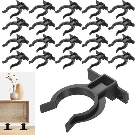 Clips de fijación para zócalo de cocina, paquete de 20 unidades - Fijaciones y soportes de montaje para una instalación segura (32-36 mm), tornillos incluidos. (1/5)