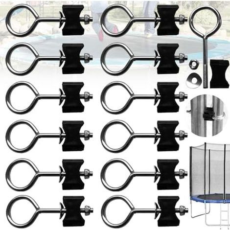 Lot de 12 vis pour trampoline, outil stabilité, remplacement poteaux filet sécurité tapis élastique, fixations appropriées - (1/5)