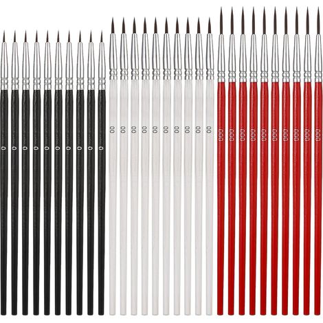 30 Stück Feine Pinsel Set 3 Größen (000000) - Präziser Konturenpinsel für Basteln, Miniatur & Gesichtsbemalung (1/5)