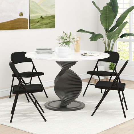 Lot de 2 chaises pliantes en métal, chaises pliantes en cuir de PU pour intérieur avec siège rembourré et dossier ouvert HaChi (1/4)