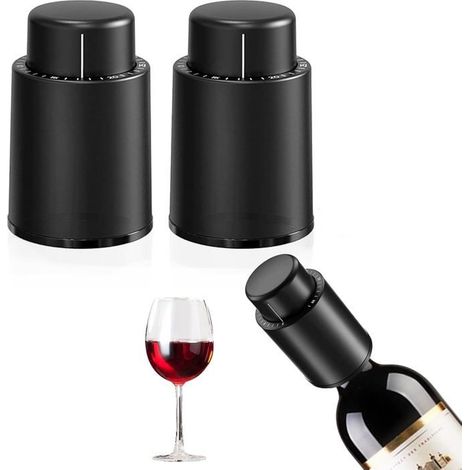Ecleanfy - Lot de 2 bouchons de vin sous vide avec marqueur de date. Cadeau idéal pour les amateurs de vin et champagne. (1/5)
