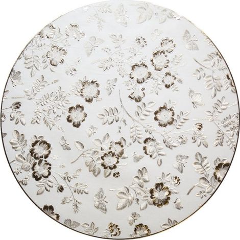 Dessous d'Assiette Rond de Présentation Motif Fleurs Dorées en Plastique Blanc et Or 38 x 38 cm - PANGIVO (1/2)
