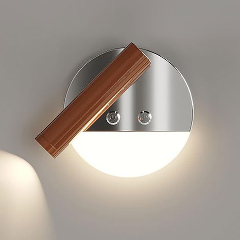 Mini applique de lecture, applique murale de chevet ronde, applique métallique ultra-fine avec interrupteur tactile, appliques murales orientables rotatives 350° 180°, applique LED moderne - 8W - 3 mo