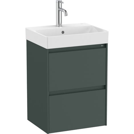 Pack Unik mueble base compacto de 2 cajones + lavabo ONA - ROCA Color: Verde mate - Medidas: 450x360x645 mm