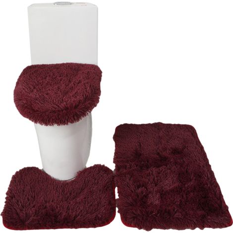 Juego de 3 alfombrillas de baño, funda para asiento de inodoro, alfombrilla antideslizante en forma de U, alfombrilla para pies suave y absorbente, felpudo, alfombrilla de baño y funda para asiento. (1/5)