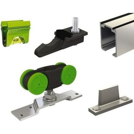 Mantion – Kit de rail de porte coulissante 2400 mm – Aluminium – Charge 40 kg – Inclus : 2 butées d'arrêt et visserie – Pour montage facile (1/2)