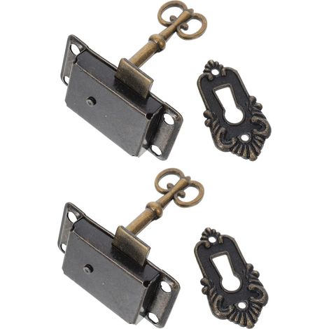 PACKOVE Lot de 2 verrous de tiroir anciens (1/5)