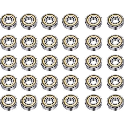 Rodamientos de bolas metálicos de doble ranura sellados profundos 608RS-ABEC-9 para patinetas, patines y patines (30 piezas) (1/4)