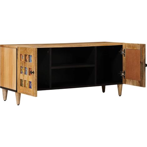 Meuble TV Naturel 105 x 33 x 46 cm Bois de mangue massif (1/5)