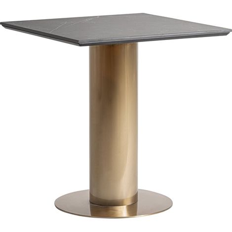 Table de bar art déco dorée finition vieilli avec plateau marbre - Doré vieilli et marbre blanc (1/5)