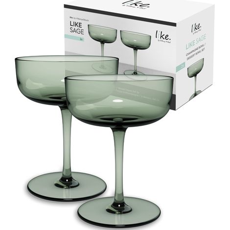Coupe À Champagne-Dessert, Ensemble De 2 Pièces, Verre Coloré Vert, Contenance 100 Ml (1/5)
