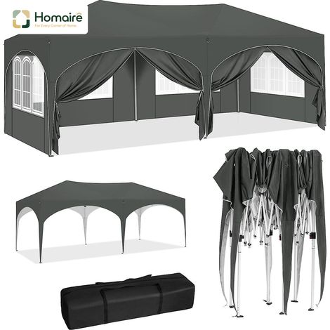 HOMAIRE Gazebo 3x6m avec 6 parois latérales, imperméable et anti-UV