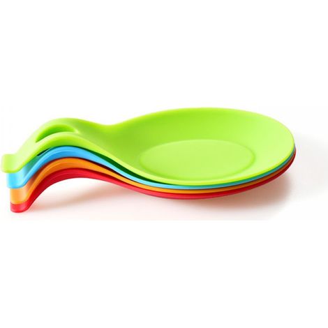 Repose-cuillère - Silicone Alimentaire - Résistant à la Chaleur Jusqu'à 260 °C - Pour Plaque de Cuisson et Plan de Travail - Lot de 4 (1/5)