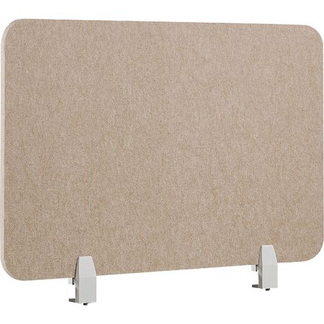 Panneau Séparateur de Bureau Acoustique et Visuel 80 x 50 cm en Polyester et Matériau Synthétique Beige Split