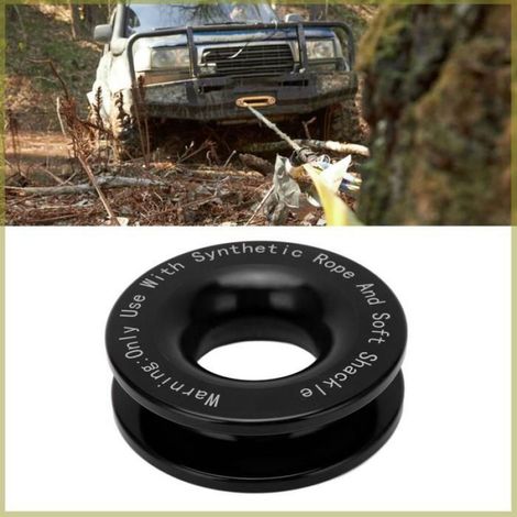 Cocosity Anneau de récupération de treuil Red Winch Snatch Recovery Ring 41000lbs Breaking Strength For 7/16in auto poulie Noir (1/5)