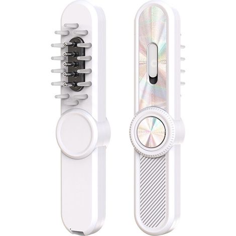 nouvel applicateur de cuir chevelu boule roulante lumière rouge et bleue peigne de massage électrique peigne de croissance des cheveux-blanc (1/5)