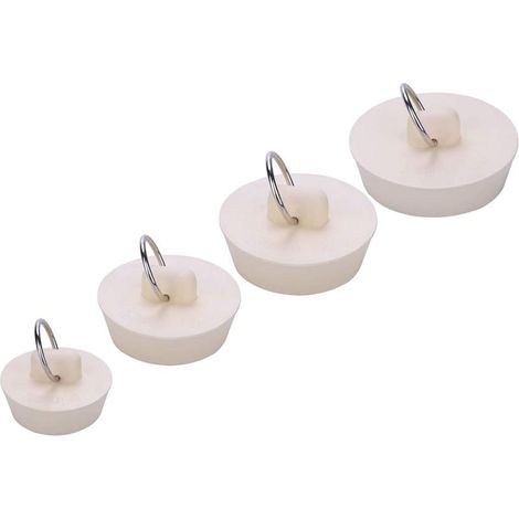 Bouchons de vidange de baignoire, 4 pièces, bouchon de baignoire en caoutchouc pour cuisine, salle de bain, buanderie, barre d'eau, joint avec anneau de suspension pour couvercle de robinet de (1/5)
