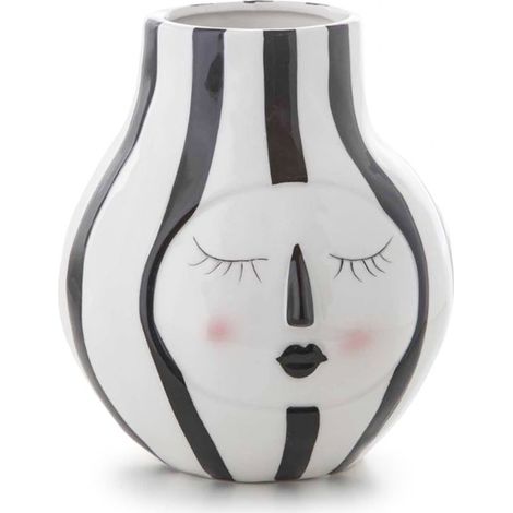 Vaso Faccia decorativa porta fiori diffusore essenze in ceramica volto donna h 15,8 cm (1/3)