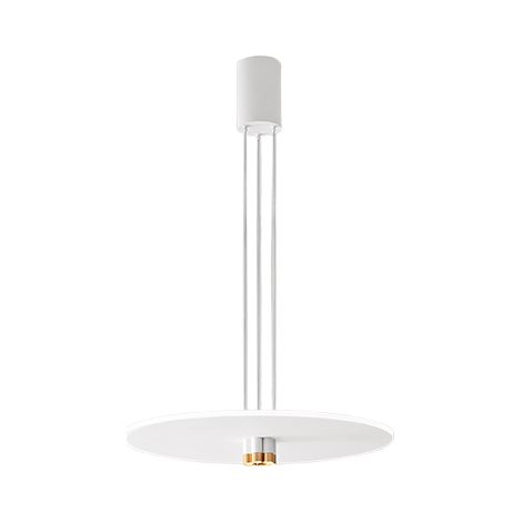 Suspension Led 50W Design Moderne Métal Blanc Mat Et Or Brossé, Diffuseur Satiné, Intensité Variable, Diamètre 70 Cm - Perenz, Luminaire Chic (1/4)