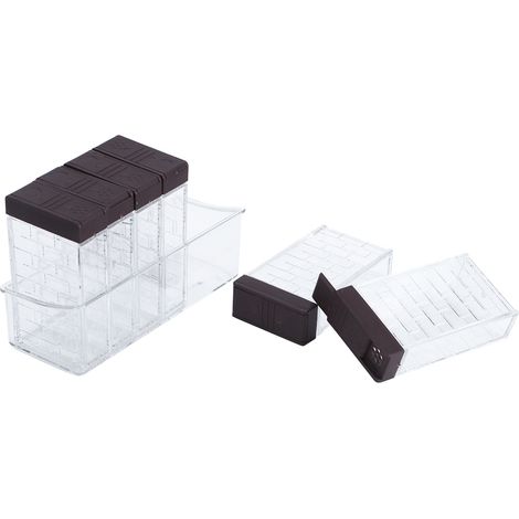 6-teiliges Set Gewürzbox-Topf-Set mit 2-Wege-Deckelöffnung und zwei Löchern, inklusive Unterbau, Küchenhelfer (1/5)
