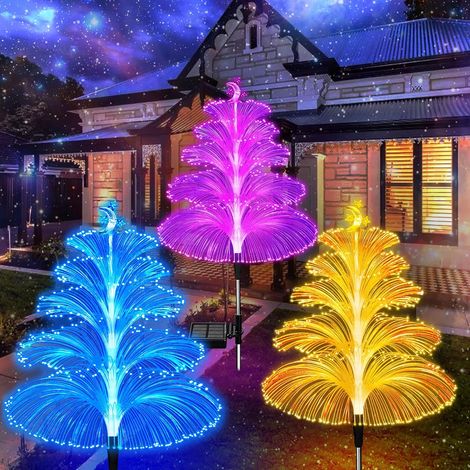 3er-Pack Solar-Weihnachtsbaum-Lichter für den Außenbereich, wasserdicht, 5-lagige Glasfaser, 7 wechselnde Farben für den Hof, Wege, Weihnachten, dekorative Geschenke im Freien (1/5)