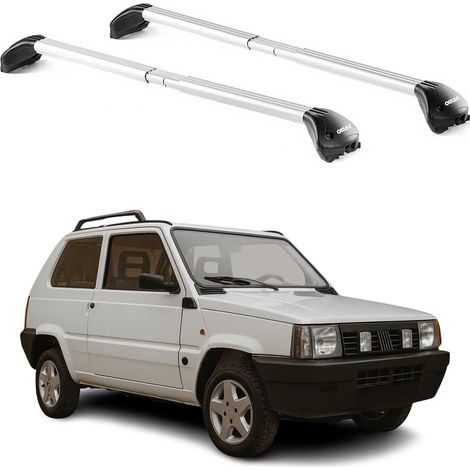 OMAC Barres de toit transversales certifiées TÜV pour Fiat Panda I 1999-2003 3Portes – Verrouillables (4 antivols) – Charge max 100 kg – Sangle inox + protection caoutchouc Argent (1/4)