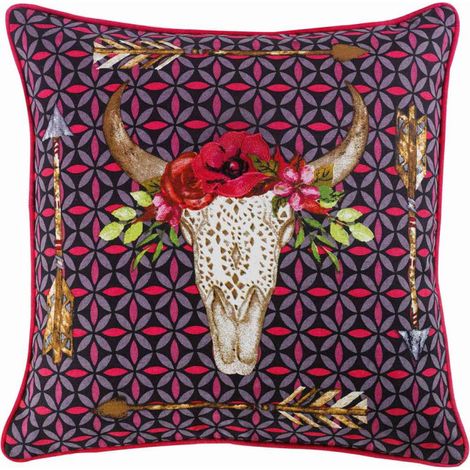 Coussin Déco Passepoil "Aponi" 45x45cm Rouge (1/2)