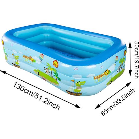 Piscine gonflable (130x85x50cm), fabriquée en PVC épais, pliable, portable pour une utilisation en extérieur dans le jardin, facile à vider. (1/5)
