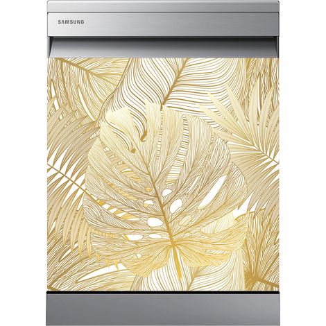 Stickers Lave vaisselle - Feuilles tropicales - 60x60 cm - Adhésif BRILLANT (1/2)