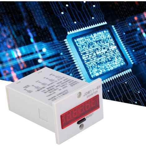 Compteur électronique JDM11-6H à 6 chiffres avec affichage numérique LED, relais et transducteur, 220 V CA (1/5)