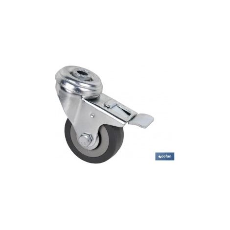 Pack mit 2 Gummirädern Grau mit Bremse Ø65 x 22 mm