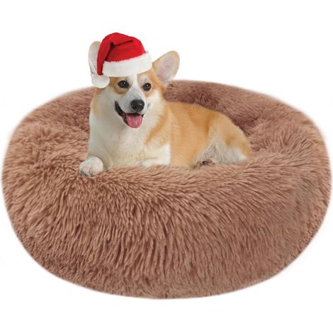 Panier Chien Chat Moelleux Rond - Coussin Chien et Chat Anti Stress Apaisant en Peluche, Donut Lit Confortable Lavable pour Chien Chat Petit Moyen Taille (S, Café) (1/5)