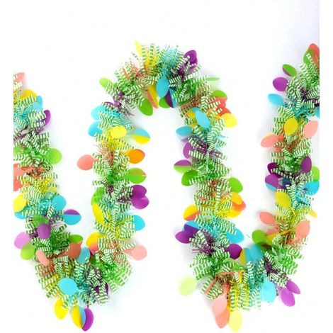 2Pcs Couronne de ruban pour Pâques - Couronne de ruban en spirale métallique colorée avec œufs de Pâques confettis, pour cheminée, sapin de Noël, décoration printanière 2m (1/5)