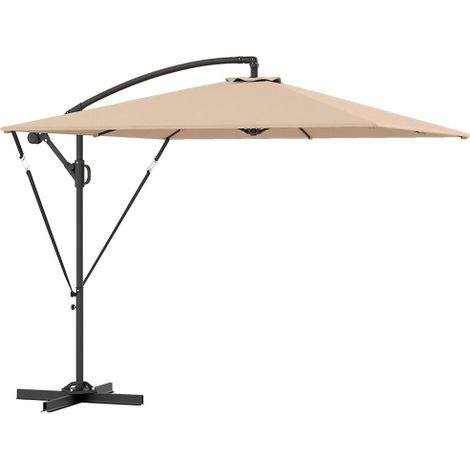 Ampelschirm Ø260 cm Sonnenschirm mit UV-Schutz 50+ wasserabweisend Kurbelschirm mit Ständer, Abdeckung, Kurbel, Windsicherung, Marktschirm kippbar Gartenschirm für Balkon Terrasse Khaki 
On-Site