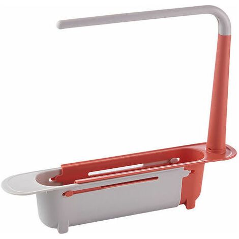 Égouttoir télescopique pour évier, porte-éponge extensible pour cuisine, 23,540 cm, panier d'égouttage réglable (rouge)-AquaForge (1/5)