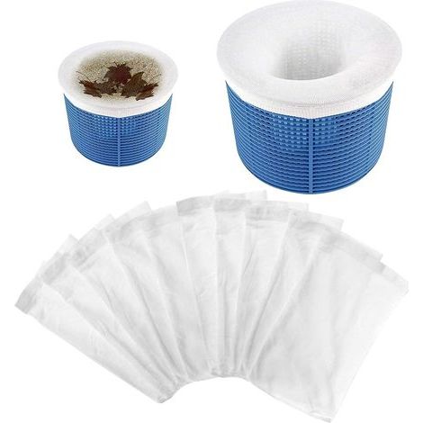 Sacs en filet pour skimmer/filtre de piscine (lot de 10) – Retiennent les feuilles et gardent votre piscine propre. (1/5)