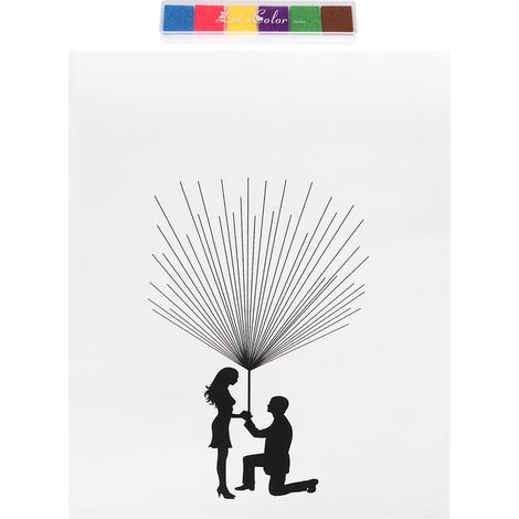 Tableau d'empreintes pour mariage - Livre d'or original avec motifs mariés - Décoration de mariage DIY HK208 (1/5)